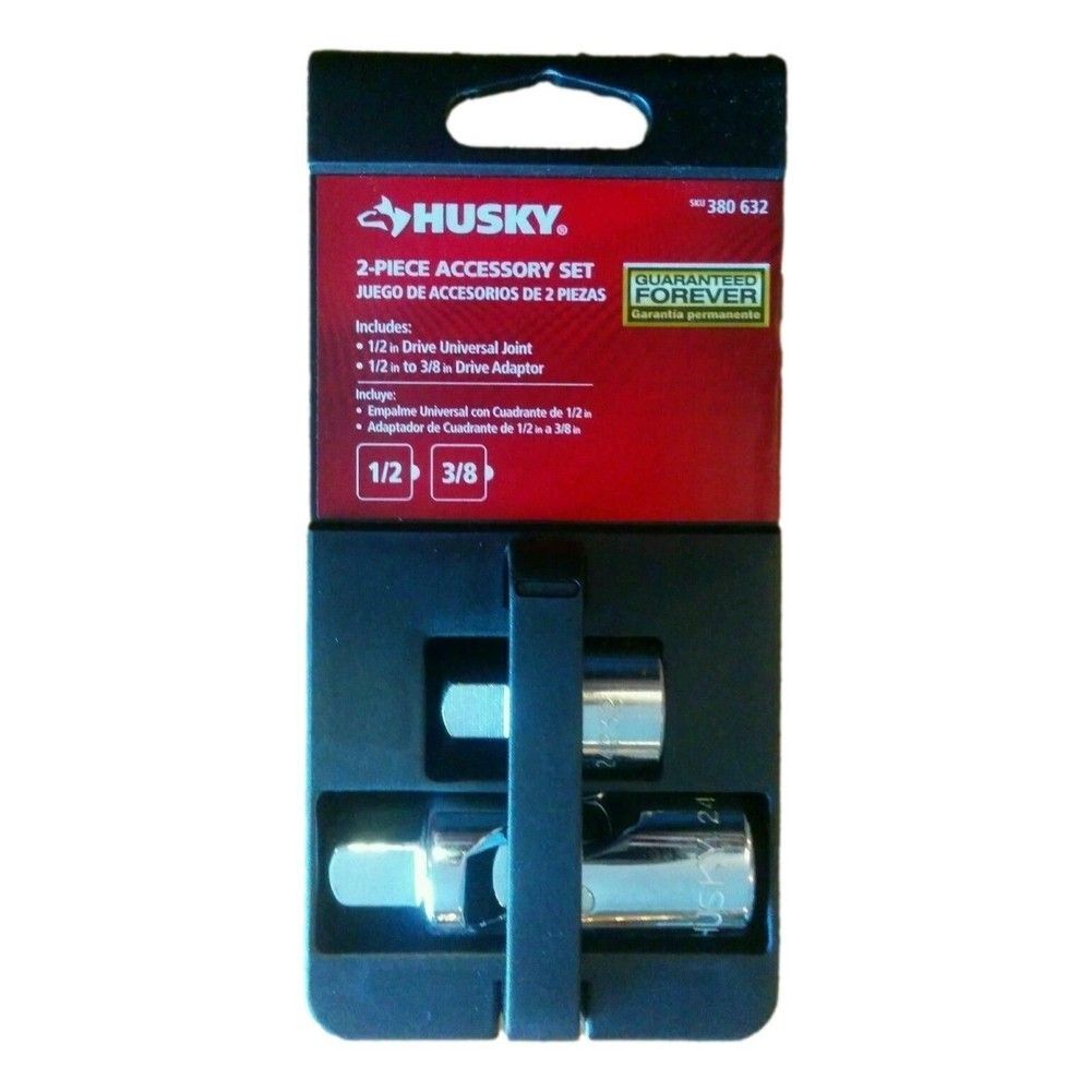 Husky 2 Pc Set 1/2" Drive Universal Joint & 1/2" to 3/8" Drive Adapter Lot of 4